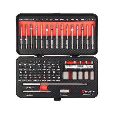Würth Bits uç seti 59 parça göz alıcı karbon kaplamalı taşıyıcı köpük ile