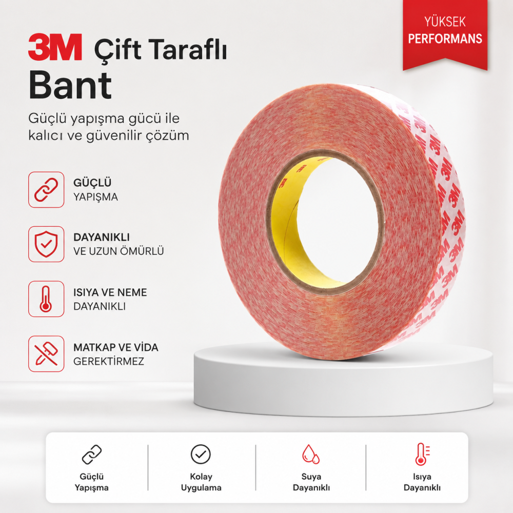 3m gpt 020 Akrilik Şeffaf Çift Taraflı Bant
