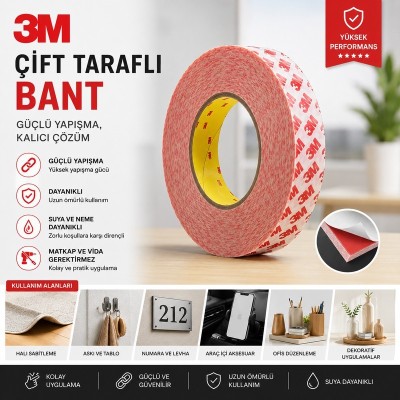 3M GPT-020 Çift Taraflı Bant - Şeffaf