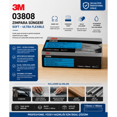 3m Tabaka Sünger Zımpara Medium 20 Adet/kutu 03808