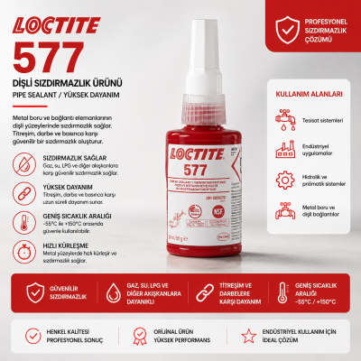 LOCTITE 577 BAĞLANTI ELAMANLARI VE DİŞLİ SIZDIRMAZLIK 50 ML