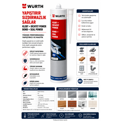 Würth Konstrüksiyon yapıştırıcı Yapıştırıcı-Sızdırmaz Power 300 ml