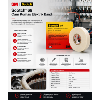 3MScotch Cam Kumaş Elektrik Bandı