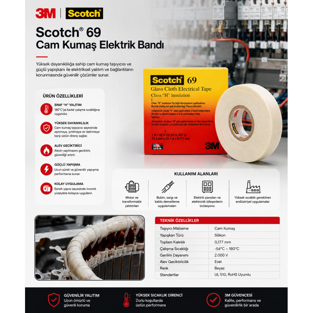 3MScotch Cam Kumaş Elektrik Bandı