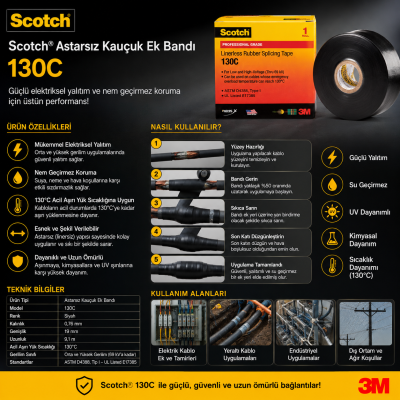 3M Scotch Astarsız Kauçuk Ek Bandı 130C