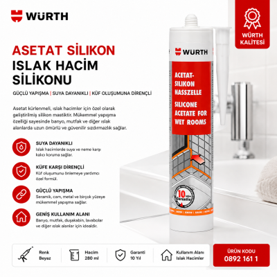WÜRTH ISLAK ZEMİN SİLİKONU 310 ML