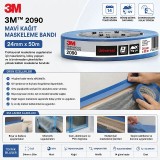 3m 2090 Mavi Kağıt Maskeleme Bandı 24mmx50m 60 Adet