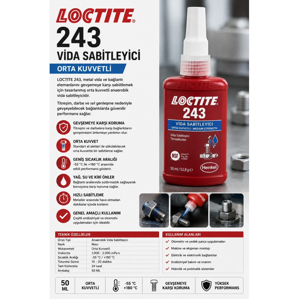 LOCTITE 243 Vida Sabitleyici 50 ML