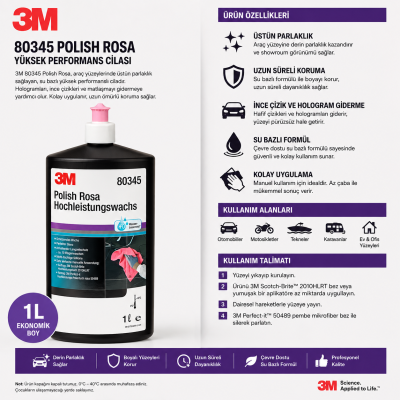 3m 80345 Pembe Renkli Boya Koruyucu Parlatıcı Oto Cilası 1 lt