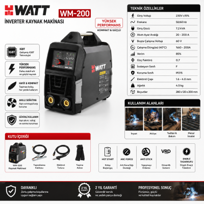 WÜRTH Elektrot manuel invertör kaynak makinesi EWI 200S