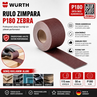 Würth Rulo zımpara   P180 ZEBRA
