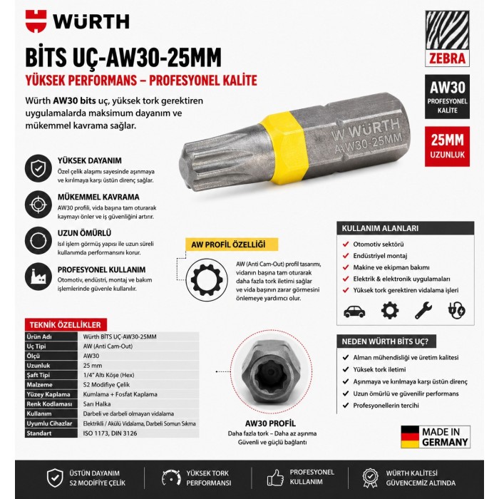 Würth BİTS UÇ-AW30-25MM