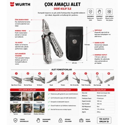 Würth Çok amaçlı alet deri kılıf ile