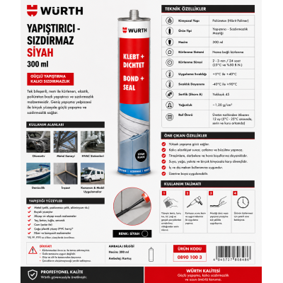 Würth YAPIŞTIRICI-SIZDIRMAZ SİYAH 300ML