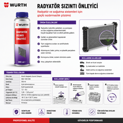 Würth RADYATÖR SIZINTI ÖNLEYİCİ 300ML