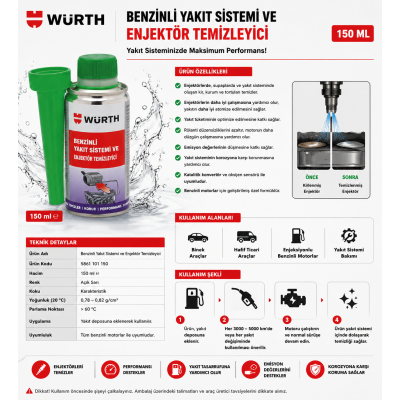 würth BENZİNLİ YAKTSİSTVE ENJEKTÖR TEM150ML