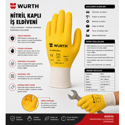 Würth İş güvenliği eldiveni nitril