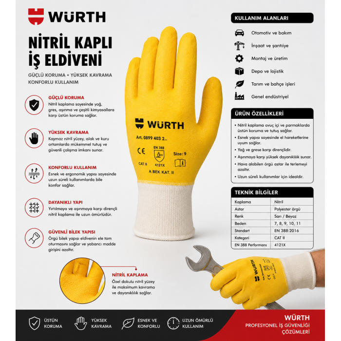 Würth İş güvenliği eldiveni nitril