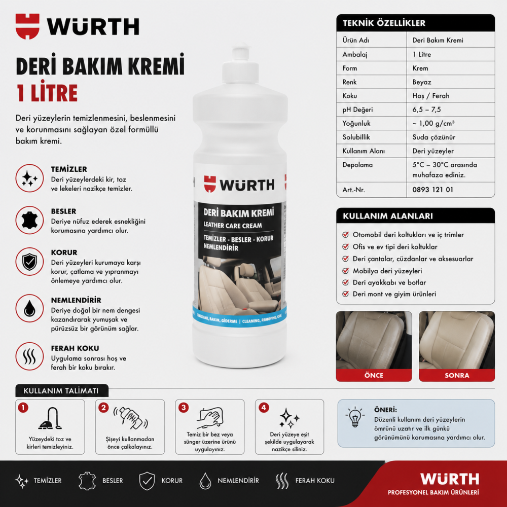Würth DERİ BAKIM KREMİ 1L