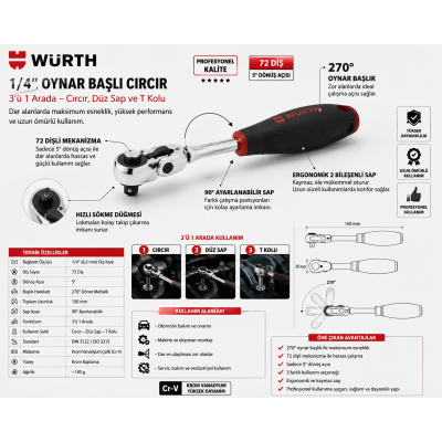 Würth 14 inç oynar başlı cırcır