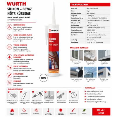 Würth  SİLİKONİZE AKRİLİK MASTİK-BEYAZ- 310ML