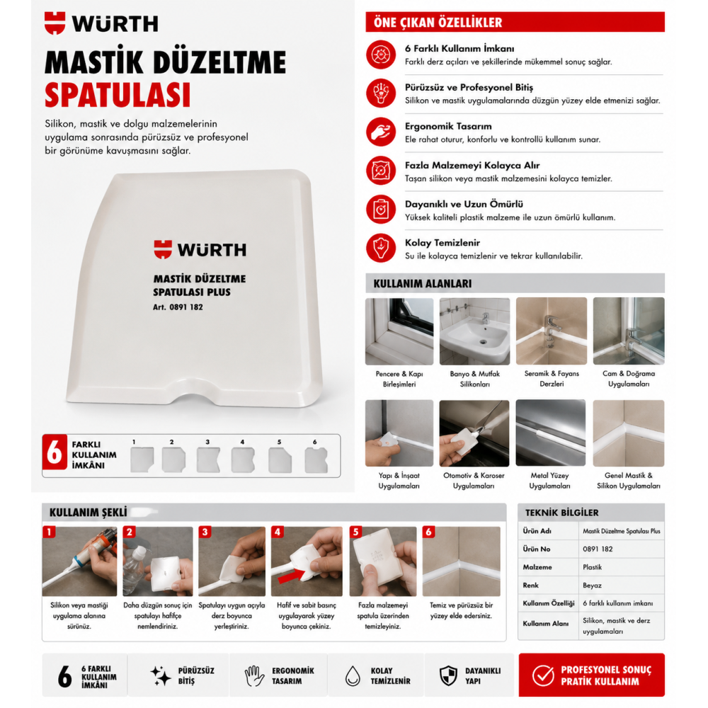 Würth MASTİK DÜZELTME SPATULASI