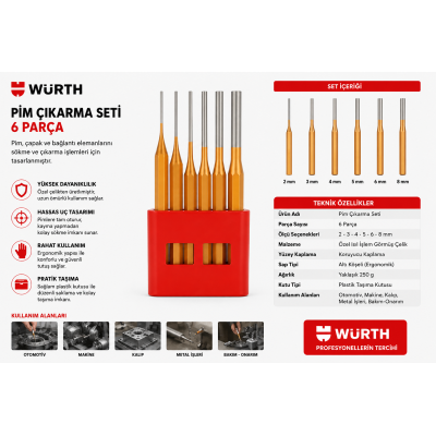 Würth PİM ÇIKARMA SETİ-6PARÇA