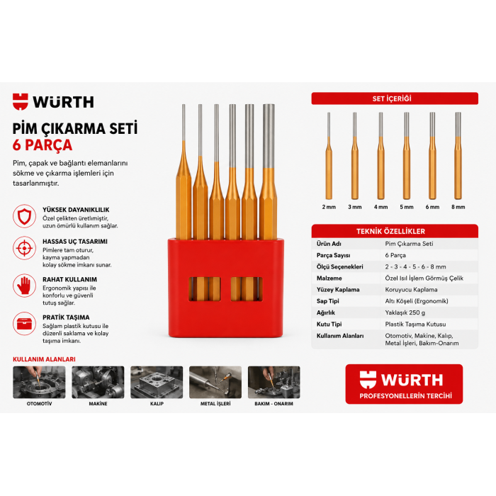 Würth PİM ÇIKARMA SETİ-6PARÇA