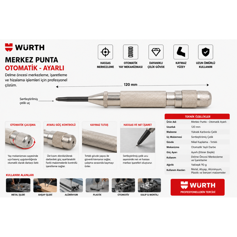 Würth OTOMATİK ZIMBA-VURMA ARALIĞI-6-13KG