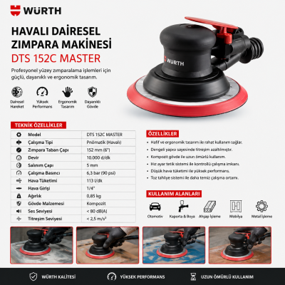 Würth HAVALI DAİRESEL ZIMPARA MAKDTS 152C MASTER