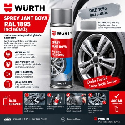 WÜRTH SPREY JANT BOYA RAL1895 İNCİ GÜMÜŞ 400ML