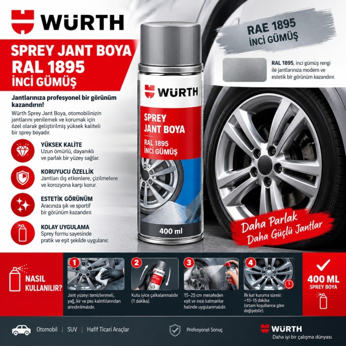 WÜRTH SPREY JANT BOYA RAL1895 İNCİ GÜMÜŞ 400ML