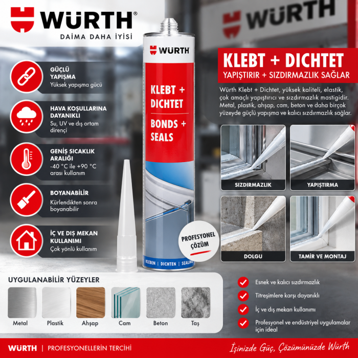 Würth Pense seti 2 4 parça REDSTRIPE