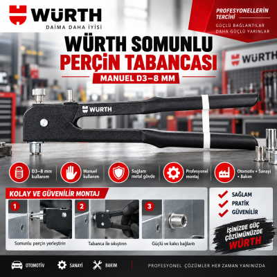 Würth SOMUNLU PERÇİN TABANCASI MANUELD3-8MM