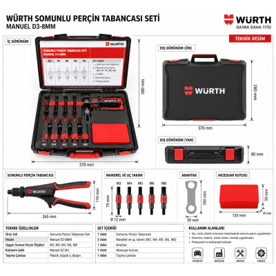 Würth Manuel somunlu perçin tabancası ürün gamı HES 412