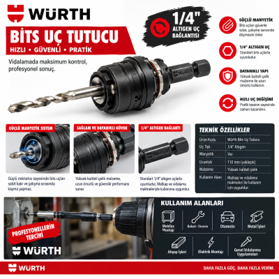 Würth Bi-metal pançlar için hızlı değişim adaptörü