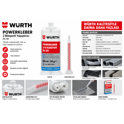 Würth ÇİFT KOMPONENTLİ HIZLI YAPŞT ESK50-50ML