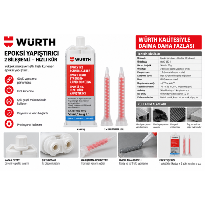 WÜRTH PLASTİK YAPIŞTIRICI REPLAST 2K-90S-50ML