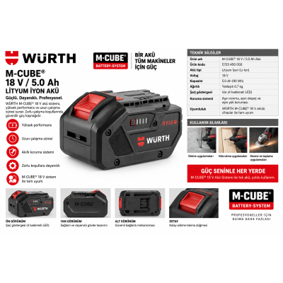 WÜRTH M-CUBE BATARYA-18V50AH-W-CONNECT