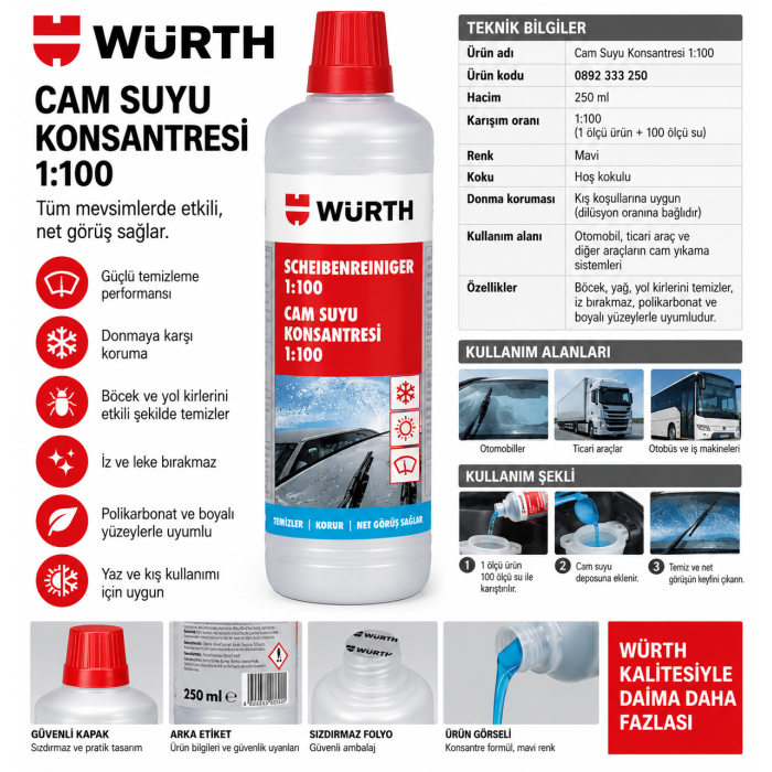 Würth  3ü 1 arada araç şampuanı