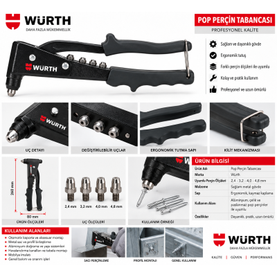 Würth Manuel perçin pensesi