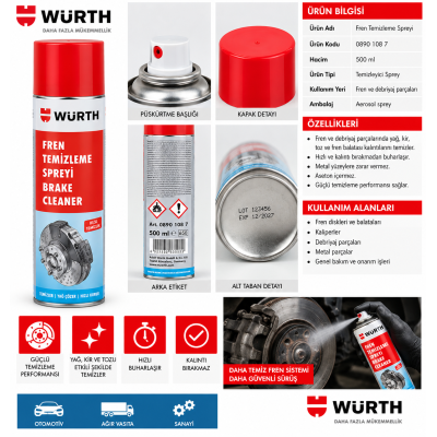 WÜRTH GENEL TEMİZLEME SPREYİ BASIC 500ML   12 ADET