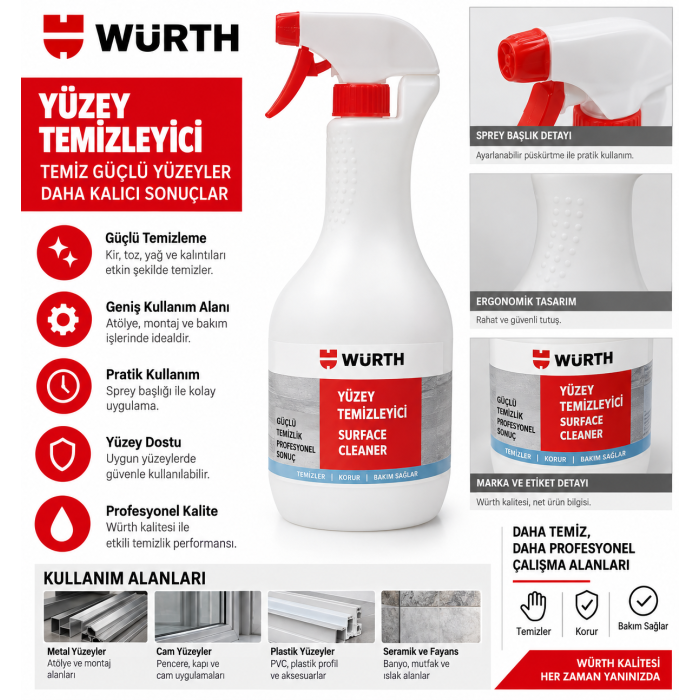 WÜRTH FI-ARAÇ İÇİ TEMİZLEYİCİ 1LT