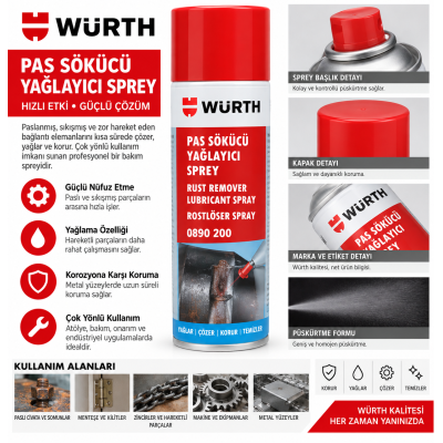 WÜRTH PASLANMAZ ÇELİK BAKIM YAĞI 400ML  12 ADET