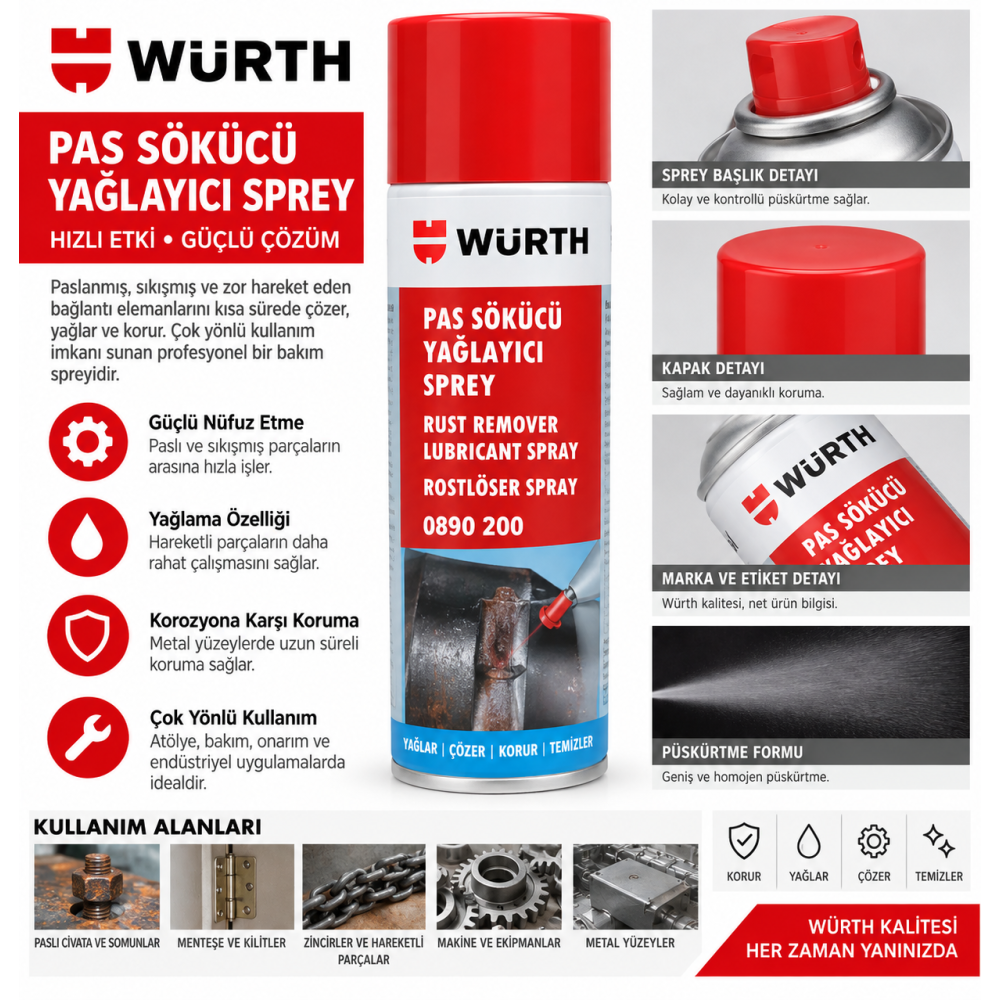 WÜRTH PASLANMAZ ÇELİK BAKIM YAĞI 400ML  12 ADET
