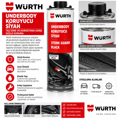 WÜRTH PÜTÜR ALT KORUMA BOYASI SİYAH 1LT   12 ADET