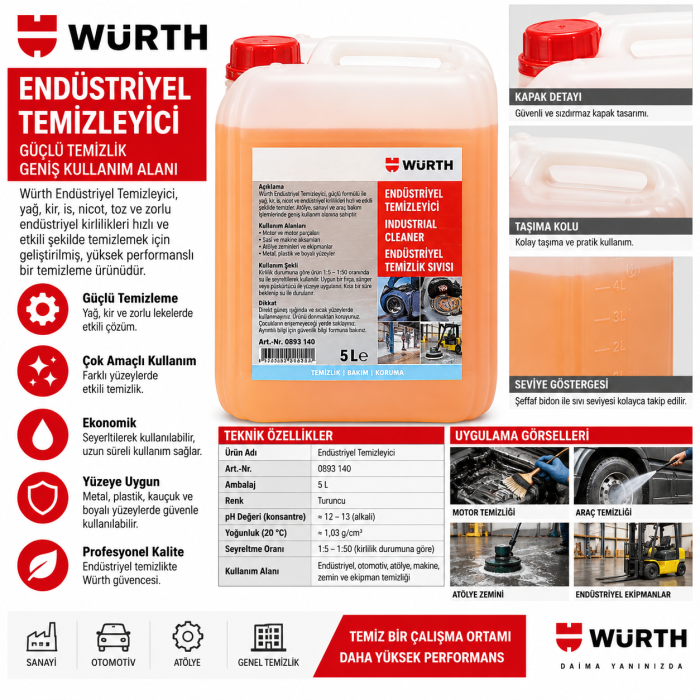 WÜRTH R1 ÜNİVERSAL TEMİZLEYİCİ 5LT