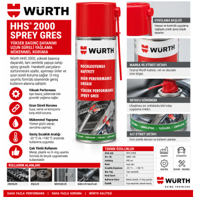 WÜRTH KORUYUCU MUM SPREY 400ML  12 ADET