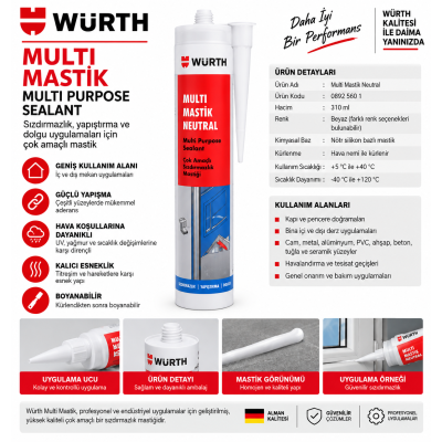 WÜRTH MULTİ KUVVETLİ-HIZLI YAPIŞTRCIBEJ 310ML  12 ADET