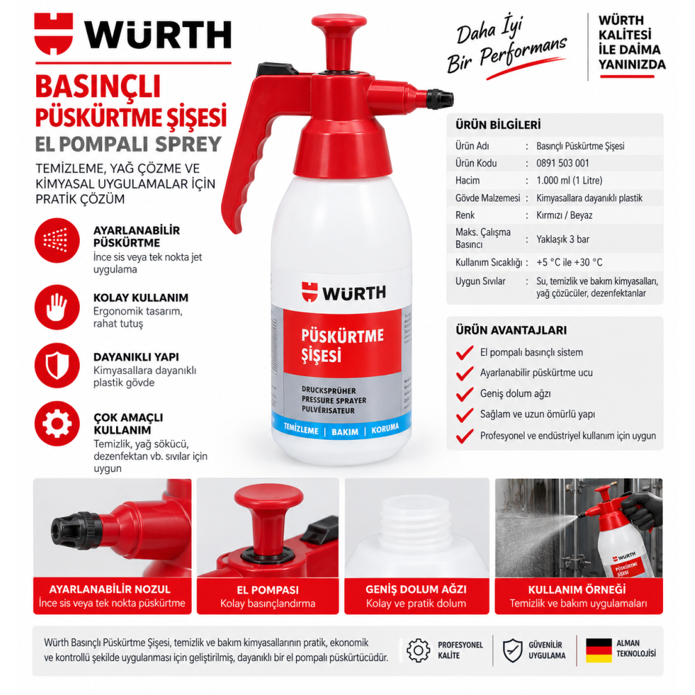 WÜRTH POMPALI SPREY KABI-1LGENEL TEMİZLİÇİN